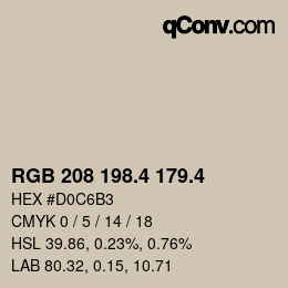 カラーコード: RGB 208 198.4 179.4 | qconv.com