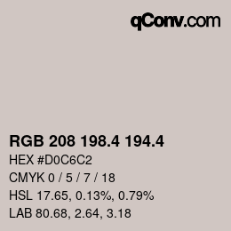 カラーコード: RGB 208 198.4 194.4 | qconv.com
