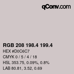 カラーコード: RGB 208 198.4 199.4 | qconv.com
