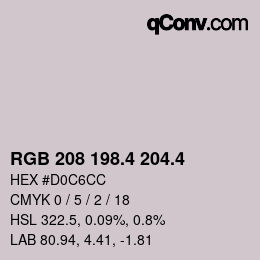 カラーコード: RGB 208 198.4 204.4 | qconv.com