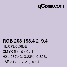 カラーコード: RGB 208 198.4 219.4 | qconv.com