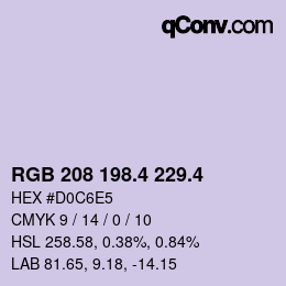 カラーコード: RGB 208 198.4 229.4 | qconv.com