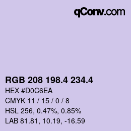 カラーコード: RGB 208 198.4 234.4 | qconv.com