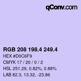 カラーコード: RGB 208 198.4 249.4 | qconv.com