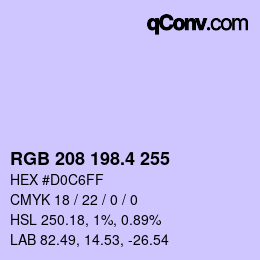 カラーコード: RGB 208 198.4 255 | qconv.com