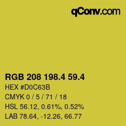 カラーコード: RGB 208 198.4 59.4 | qconv.com