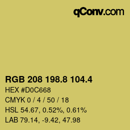 カラーコード: RGB 208 198.8 104.4 | qconv.com