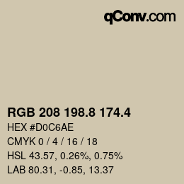 カラーコード: RGB 208 198.8 174.4 | qconv.com
