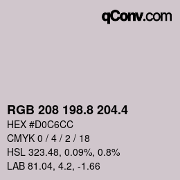 カラーコード: RGB 208 198.8 204.4 | qconv.com