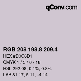 カラーコード: RGB 208 198.8 209.4 | qconv.com