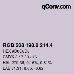 カラーコード: RGB 208 198.8 214.4 | qconv.com