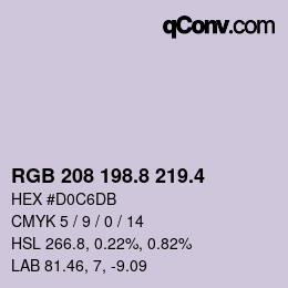 カラーコード: RGB 208 198.8 219.4 | qconv.com