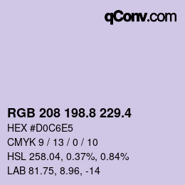 カラーコード: RGB 208 198.8 229.4 | qconv.com