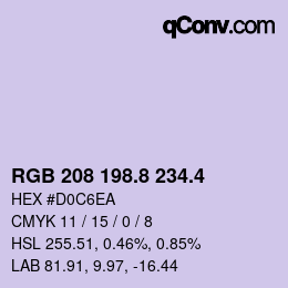 カラーコード: RGB 208 198.8 234.4 | qconv.com