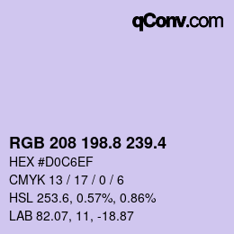 カラーコード: RGB 208 198.8 239.4 | qconv.com