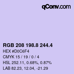 カラーコード: RGB 208 198.8 244.4 | qconv.com