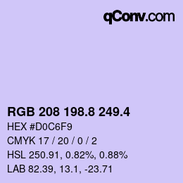 カラーコード: RGB 208 198.8 249.4 | qconv.com