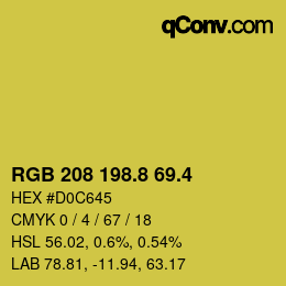 カラーコード: RGB 208 198.8 69.4 | qconv.com