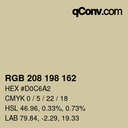 Color code: RGB 208 198 162 | qconv.com