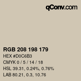 Color code: RGB 208 198 179 | qconv.com