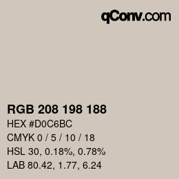 カラーコード: RGB 208 198 188 | qconv.com