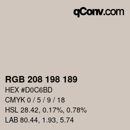 カラーコード: RGB 208 198 189 | qconv.com