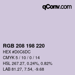 Color code: RGB 208 198 220 | qconv.com