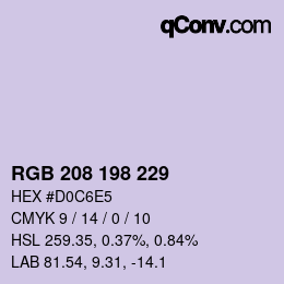 颜色代码: RGB 208 198 229 | qconv.com