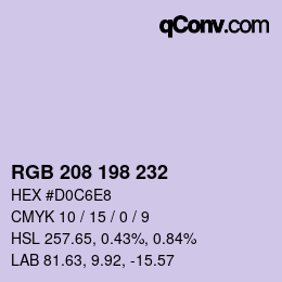 Color code: RGB 208 198 232 | qconv.com