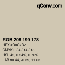 Color code: RGB 208 199 178 | qconv.com