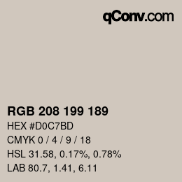 Color code: RGB 208 199 189 | qconv.com