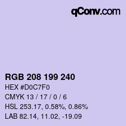 Color code: RGB 208 199 240 | qconv.com