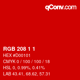 Color code: RGB 208 1 1 | qconv.com