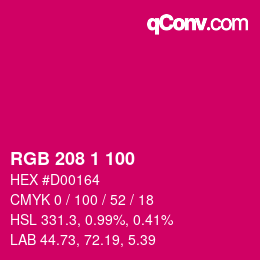 Color code: RGB 208 1 100 | qconv.com