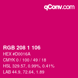カラーコード: RGB 208 1 106 | qconv.com