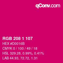 Color code: RGB 208 1 107 | qconv.com