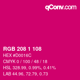 カラーコード: RGB 208 1 108 | qconv.com