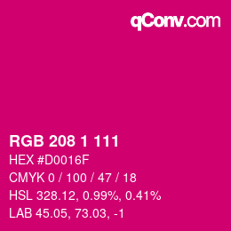 Color code: RGB 208 1 111 | qconv.com