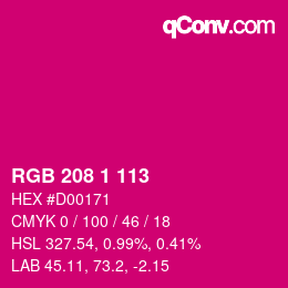 Farbcode: RGB 208 1 113 | qconv.com