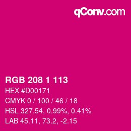 Color code: RGB 208 1 113 | qconv.com