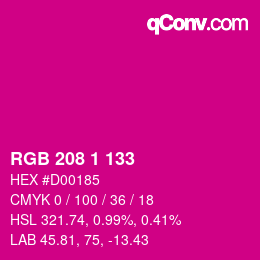 カラーコード: RGB 208 1 133 | qconv.com