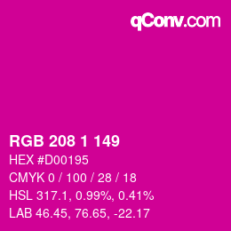 Color code: RGB 208 1 149 | qconv.com