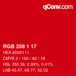 Color code: RGB 208 1 17 | qconv.com