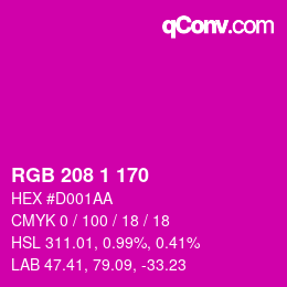 Color code: RGB 208 1 170 | qconv.com