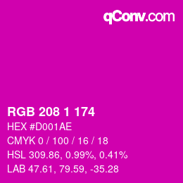カラーコード: RGB 208 1 174 | qconv.com