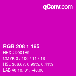Color code: RGB 208 1 185 | qconv.com
