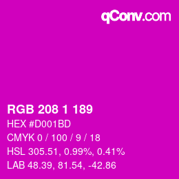カラーコード: RGB 208 1 189 | qconv.com