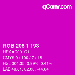 カラーコード: RGB 208 1 193 | qconv.com