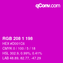 カラーコード: RGB 208 1 198 | qconv.com