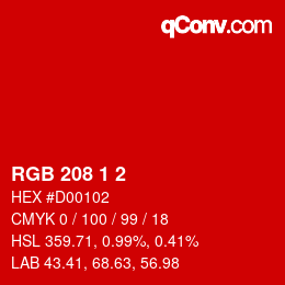 Color code: RGB 208 1 2 | qconv.com